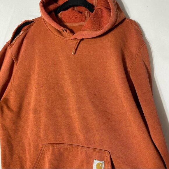 Carhartt Orange Heavily Distressed Pullover Hoodie M - Picture 8 of 16